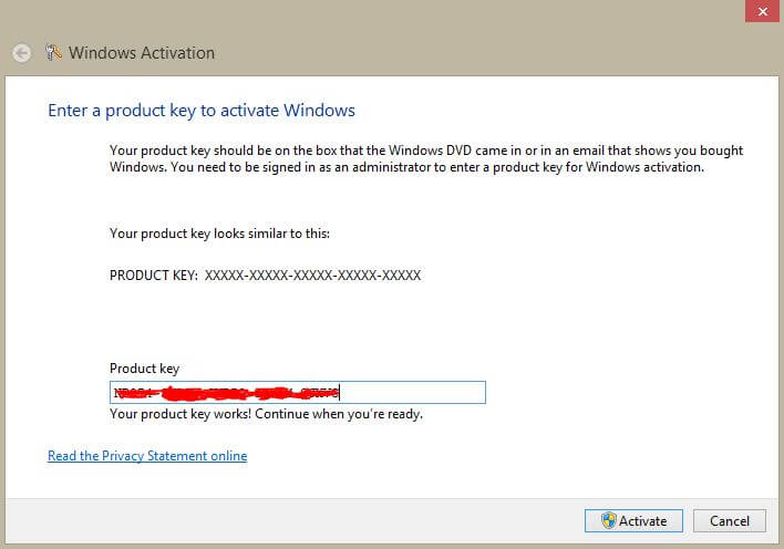 Activate Windows 8 Product