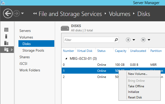 Create New Volume on these online disks