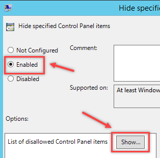 Hide Control Panel Items using Group Policy - 3