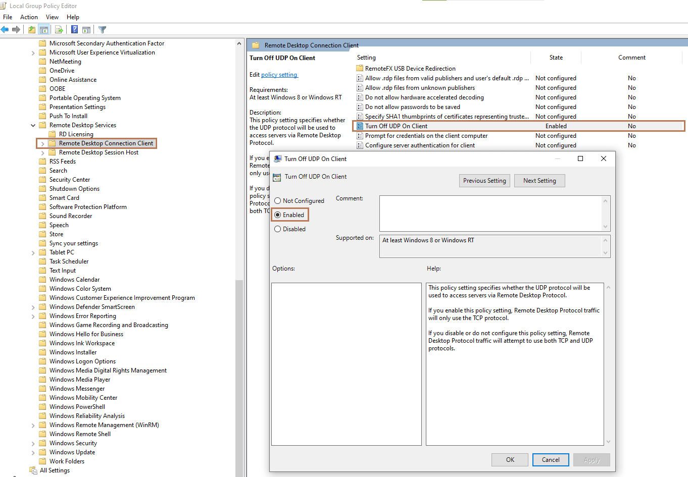 RDP Connection Freezes in Windows 10